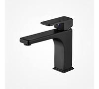 Robinet de salle de bain en laiton noir à 1 trou avec mélangeur d'eau chaude et froide moderne pour mise à niveau de vanité, finition noire élégante, parfait pour la rénovation de la salle de bain