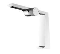 Robinet de salle de bain en laiton noir avec un design moderne minimaliste, noyau de valve en céramique, mélangeur de lavabo monotrou eau chaude et froide(Chrome,G1/2)