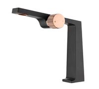 Robinet de salle de bain en laiton noir avec un design moderne minimaliste, noyau de valve en céramique, mélangeur de lavabo monotrou eau chaude et froide(Matte Black,G1/2)