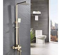 Robinet de salle de bain en or brossé - Grand robinet de douche à fixation murale - Robinet mitigeur de douche