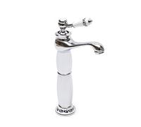 Robinet de salle de bain haut - Robinet de lavabo rétro à levier unique - Robinet de salle de bain en laiton brossé nostalgie pour salle de bain (argent)