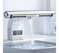 Robinet de Salle de Bain Lavabo avec Sèche-Mains,S'active à L'approche,S'arrête Au Départ,Débit Rapide Sans Contact et Séchage Des Mains,Réglage Automatique Froid/Chaud