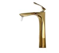 Robinet de salle de bain moderne chromé à poignée unique pour eau chaude et froide MP19 finition dorée et facile à installer, parfait pour un usage domestique et commercial