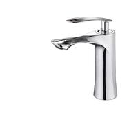 Robinet de salle de bain moderne chromé - Robinet d'eau chaude et froide à poignée unique pour évier, mitigeur de lavabo élégant, finition chromée durable, installation facile (MP19 1 argenté)