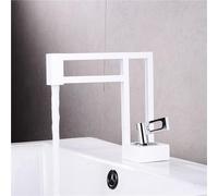 Robinet de salle de bain moderne en laiton à poignée unique robinet de lavabo monotrou à montage sur pont for camping-cars(White silver)