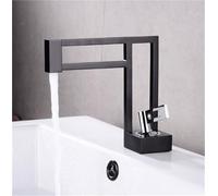 Robinet de salle de bain moderne en laiton à poignée unique robinet de lavabo monotrou à montage sur pont for camping-cars(Black silver)