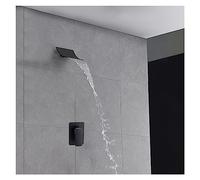 Robinet de Salle de Bain Mural avec Cascade, Douche à Effet de Pluie, Ensemble de Douche Noir, mélangeur à inverseur, pulvérisation à Main Chaude et Froide (Couleur : Simple)