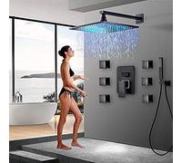 Robinet de salle de bain noir bronze pluie robinet de baignoire mural robinet mitigeur de douche de salle de bain ensemble de douche ensemble de douche de 40,6 cm, ensemble de douche de 20,3 cm