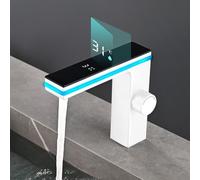 Robinet de salle de bain numérique intelligent, avec lumière ambiante LED et affichage de la température 270 °, bande lumineuse environnante à économie d'eau, double commande