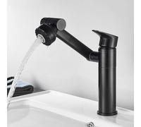 Robinet de salle de bain pivotant à 1080 ° - Mitigeur d'évier pivotant à 1080° - Robinet d'eau résistant aux éclaboussures - Robinets mélangeurs chauds et froids pour cuisine, salle de bain (noir)