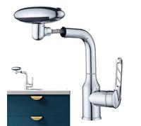 Robinet de salle de bain - Poignée à une main, anti-fuite à 360 degrés, bec rotatif, 4 modes, matériel, robinet sanitaire robuste, objet d'usage distinctif | Pièce merveilleuse pour le linge