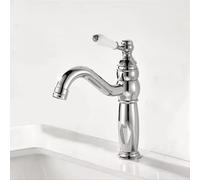 Robinet de salle de bain pour lavabo - Vintage - Mitigeur monocommande - Mitigeur de lavabo - Bec pivotant - Trou unique - Chromé - Court