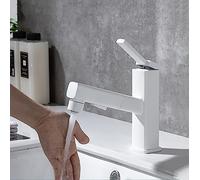 Robinet de salle de bain rabattable pour évier - Pulvérisateur à 3 fonctions - Robinet mitigeur de lavabo blanc à trou unique pour éviers encastrés - Robinet moderne pour salle de bain