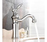 Robinet de salle de bain rétro pivotant à 360 ° Robinet mitigeur à levier unique en laiton pour lavabo de lavabo nostalgique pour salles de bains élégantes