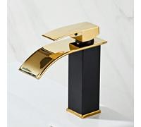 Robinet de salle de bain, robinet cascade à large bec, fini poli en acier inoxydable, robinet d'évier à col coudé carré, eau chaude et froide argent,noir,or,Blanc,or noir,platineAcier inoxydable