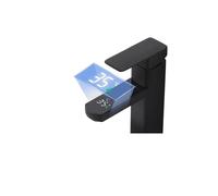 Robinet de salle de bain, Robinet de lavabo à affichage numérique de la température à LED tactile noir, mélangeur chaud-froid Non électrique for accessoires de robinetterie de cuisine et de salle de b