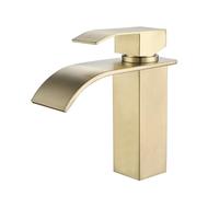 Robinet de salle de bain, Robinet de lavabo toilette en or brossé, robinet à cascade acier inoxydable 304, salle bains mixte d'eau chaude et froide