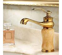Robinet de salle de bain Robinet en laiton et jade Robinet de lavabo de salle de bain Mitigeur d'évier Robinet d'évier en or Robinet d'évier de bassin de bain (Color : Bianco)