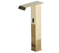 Robinet de salle de bain sans contact en laiton doré avec capteur infrarouge - Mélangeur automatique d'évier G1/2 - Design moderne - Finition dorée élégante pour salles de bains élégantes.