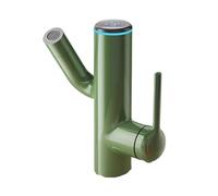 Robinet de salle de bain vert - Robinet d'évier rotatif à poignée unique avec tuyau d'eau chaude et froide - Design moderne pour mise à niveau du lavabo de salle de bain