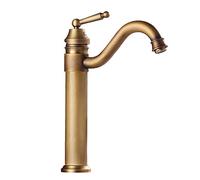 Robinet de salle de bain vintage en laiton à poignée unique pivotant à 360 ° Robinet d'évier ABS aérateur en céramique Valve en céramique Économie d'eau 1 trou Montage sur pont Mélangeur chaud et