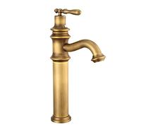 Robinet de salle de bain vintage, robinet de lavabo en laiton, robinet de salle de bain monotrou, mitigeur de lavabo à une poignée for eau chaude et froide, noir (Color : Antique)