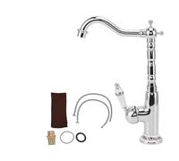Robinet de salle de bains en laiton, robinet d'eau rétro style européen en laiton galvanoplastie avec tuyau long coude chaud froid mélangeur bassin robinet pour la maison