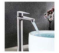 Robinet de salle de bains, Lavabo haut en acier inoxydable à poignée unique et un trou, montage sur comptoir, cuvette nickel brossé(Tm fa ss030)