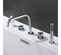 Robinet de Salle de Bains Mitigeur de Lavabo Ensemble de Robinets de Bain 4 Trous avec Douchette Chromée Pivotante à 360 Degrés Pour Eau Chaude Et Froide Robinets de Lavabo