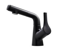 Robinet de Salle de Bains Robinet de Salle de Bain Noir avec Douchette Extractible Mitigeur Lavabo Relevable à 2 Modes Rotation à 360° Noir
