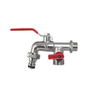 Robinet de sortie à bille AquaCraft 1001000131 2000 /2" poignée en acier rouge, buse de tuyau, système enfichable + robinet d'arrêt Mini