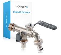 Robinet de Sortie Universel Double Bächlein pour le Jardin Anthracite avec 2 Raccordements de Tuyau - Robinet à Boisseau Sphérique Raffiné avec Raccordement 1/2 et 3/4 pouces pour l'Extérieur