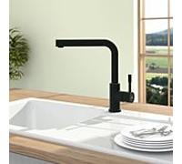 Villeroy & Boch Steel Shower Window robinet. cuisine haute pression avec douchette extrac. et bec pivotant à 360°, coldstart écon. en énergie, install. dev. fenêtre, hteur 272 mm, Noir Mat