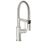 Villeroy & Boch Steel Expert Compact Window robinetterie cuisine, haute pression avec possibilité d’installation devant une fenêtre et douchette magnét., flux laminaire, hteur bec 147 mm, Acier inox.