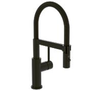 Villeroy & Boch Steel Expert Compact Window robinetterie de cuisine, hte pression avec possibilité d’installation devant une fenêtre et douchette magnét., flux laminaire, hteur bec 147 mm, Noir Mat