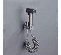 Robinet de toilette moderne à double sortie, mural, vanne d'angle à double jet, vanne céramique non électrique, tube Bourdon gris anthracite, G1/2"