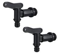 Robinet de vidange plastique 3/4"" pour tonneau d'eau - 2 pièces, noir, raccord tuyau