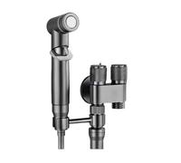 Robinet d'eau à double commande en acier inoxydable - Répartiteur de robinet 1 entrée/2 sorties for évier salle bain et cuisine, pulvérisateur buse réglable(Grey copper)