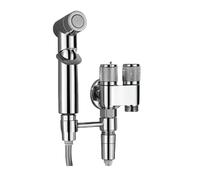 Robinet d'eau à double commande en acier inoxydable - Répartiteur de robinet 1 entrée/2 sorties for évier salle bain et cuisine, pulvérisateur buse réglable(Plated silver)