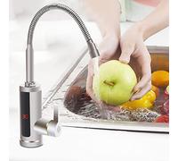 Robinet d'eau chaude électrique, 3000 W, chauffe-eau instantané, en acier inoxydable, pour cuisine, chauffage instantané, robinet de cuisine rotatif à 360°, alimentation en eau chaude et froide, avec