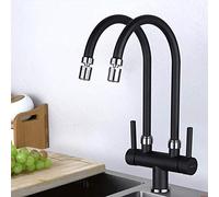 Robinet d'eau Chaude et Froide de Cuisine, Robinet d'évier, Peinture, robinets mélangeurs à Double Tube, évier de Cuisine, buse rotative, Double Valve en céramique avec Accessoires Standard