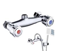 Robinet d'eau chaude et froide : robinet de salle de bain à double contrôle, robinet mélangeur à bobine en cuivre avec design de contrôle, robinet d'eau froide et chaude, double douche, robinet de