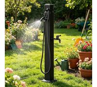 Robinet d'eau de jardin en acier inoxydable, bouche d'incendie noire autoportante, source d'hydratation décorative extérieure, robinet d'eau noire pour jardin, terrasse, villa(E,Height: 95cm/37.4in)