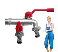 Robinet d'eau de jardin - Robinet en laiton d'extérieur à double sortie | Multi-usage mural pour extérieur avec fonction antigel pour pelouse, terrasse, patio, jardin et
