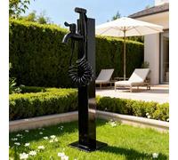 Robinet d'eau debout en acier inoxydable noir, support de tuyau autoportant, robinet d'eau de jardin vertical, robinet de sol robuste pour villa, jardin, ferme(B-Height: 60cm/23.6in)