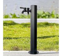 Robinet d'eau debout extérieur noir en acier inoxydable, robinet d'eau vertical à montage au sol pour jardin extérieur, cour et ferme, antigel(Double-spout faucet Height: 95cm)