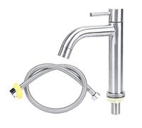 Robinet d'eau en acier inoxydable, type de clé de noyau de soupape en céramique Robinet d'évier de salle de bain Mitigeur de lavabo avec tuyau Robinet de lavabo sans plomb