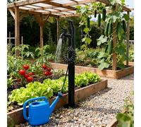 Robinet d'eau extérieur carré à montage au sol en acier inoxydable, robinet à colonne d'eau autoportant, robinet antigel, bouche d'incendie noire pour jardin et potager(B-Height: 60cm/23.6in)