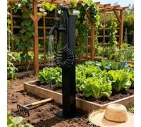 Robinet d'eau extérieur carré à montage au sol en acier inoxydable, robinet à colonne d'eau autoportant, robinet antigel, bouche d'incendie noire pour jardin et potager(A-Height: 60cm/23.6in)