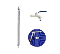 Robinet d'eau extérieur encastré dans le sol, Stainless Steel Freestanding Garden Faucet With 1500cm Spray Gun Hose Heights 31-47in(4 * 100cm/2 * 39in)
